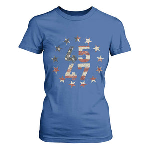 Trump 2024 T Shirt For Women 45 47 The 47th US President Vintage American Flag TS11 Royal Blue Print Your Wear