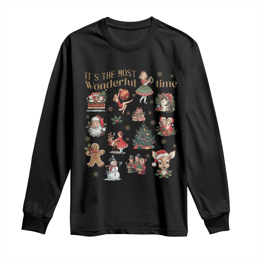 Retro Vintage Christmas Long Sleeve Shirt It's The Most Wonderful Time Xmas TS11 Black Print Your Wear