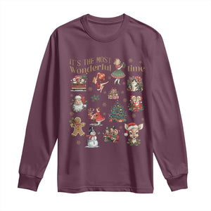 Retro Vintage Christmas Long Sleeve Shirt It's The Most Wonderful Time Xmas TS11 Maroon Print Your Wear