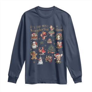 Retro Vintage Christmas Long Sleeve Shirt It's The Most Wonderful Time Xmas TS11 Navy Print Your Wear