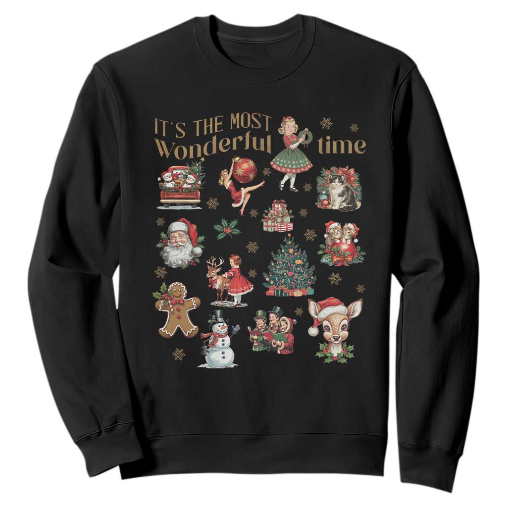 Retro Vintage Christmas Sweatshirt It's The Most Wonderful Time Xmas TS11 Black Print Your Wear