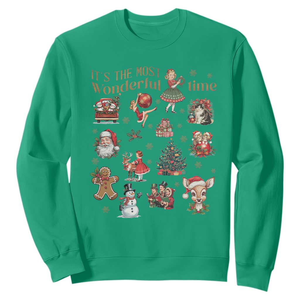Retro Vintage Christmas Sweatshirt It's The Most Wonderful Time Xmas TS11 Irish Green Print Your Wear
