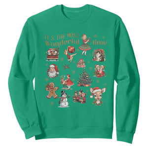 Retro Vintage Christmas Sweatshirt It's The Most Wonderful Time Xmas TS11 Irish Green Print Your Wear