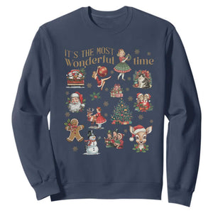 Retro Vintage Christmas Sweatshirt It's The Most Wonderful Time Xmas TS11 Navy Print Your Wear