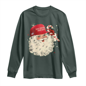 Funny Trump Santa Christmas Long Sleeve Shirt Make Christmas Great Again TS11 Dark Forest Green Print Your Wear