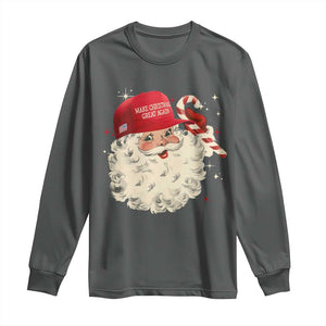 Funny Trump Santa Christmas Long Sleeve Shirt Make Christmas Great Again TS11 Dark Heather Print Your Wear