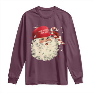 Funny Trump Santa Christmas Long Sleeve Shirt Make Christmas Great Again TS11 Maroon Print Your Wear