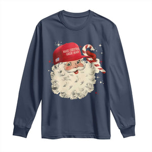 Funny Trump Santa Christmas Long Sleeve Shirt Make Christmas Great Again TS11 Navy Print Your Wear