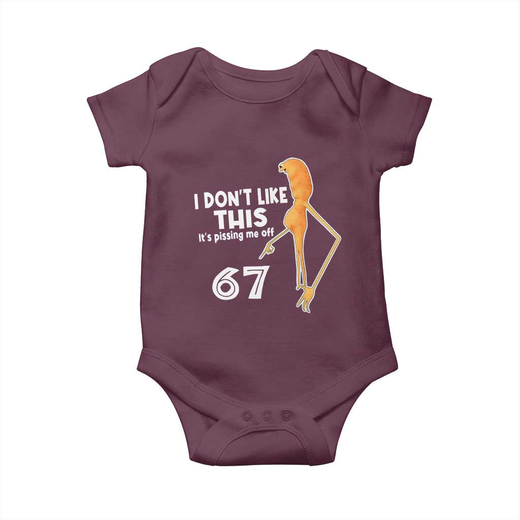 Funny Marcus The Worm 67 Meme Baby Onesie I Dont Like This Its Pissing Me Off TS11 Maroon Print Your Wear