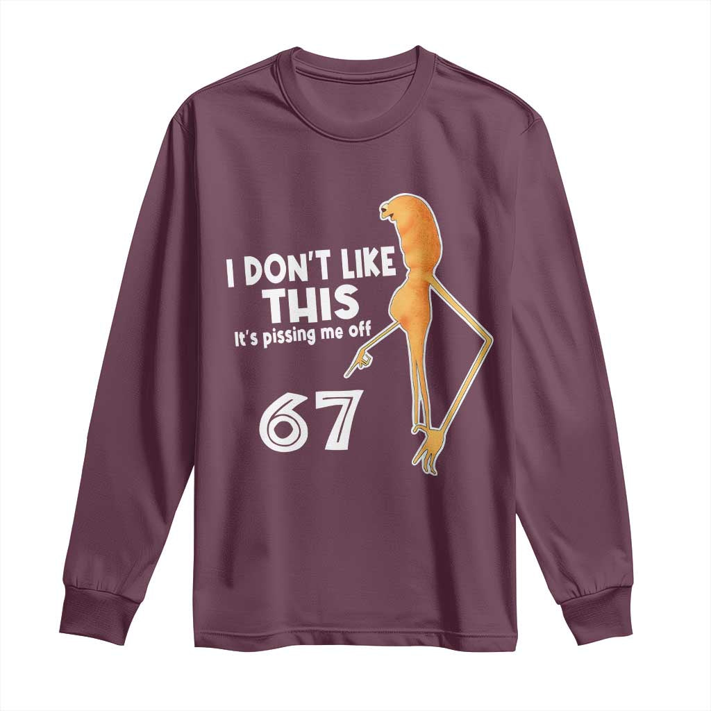 Funny Marcus The Worm 67 Meme Long Sleeve Shirt I Dont Like This Its Pissing Me Off TS11 Maroon Print Your Wear