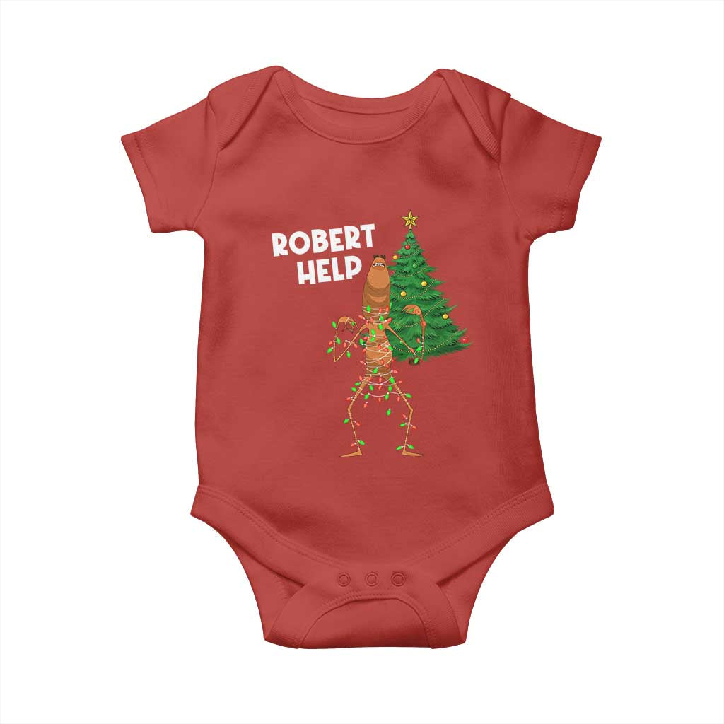 Funny Marcus The Worm Christmas Baby Onesie Robert Help Xmas Tree TS11 Red Print Your Wear