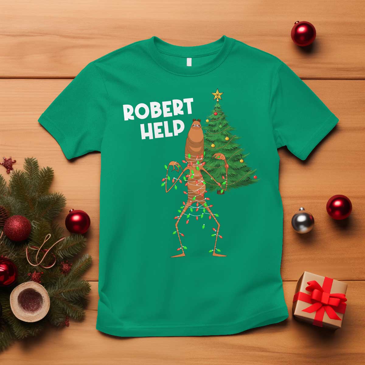 Funny Marcus The Worm Christmas T Shirt Robert Help Xmas Tree TS11 Irish Green Print Your Wear