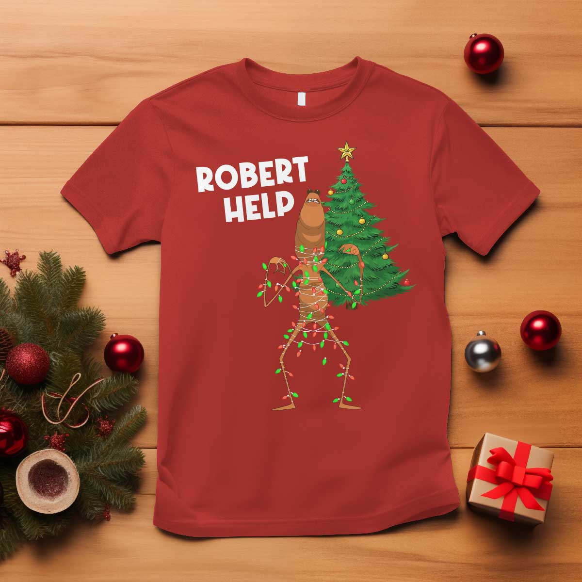 Funny Marcus The Worm Christmas T Shirt Robert Help Xmas Tree TS11 Red Print Your Wear