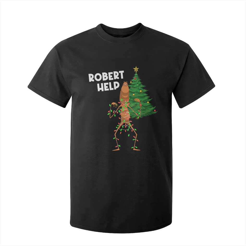 Funny Marcus The Worm Christmas T Shirt For Kid Robert Help Xmas Tree TS11 Black Print Your Wear