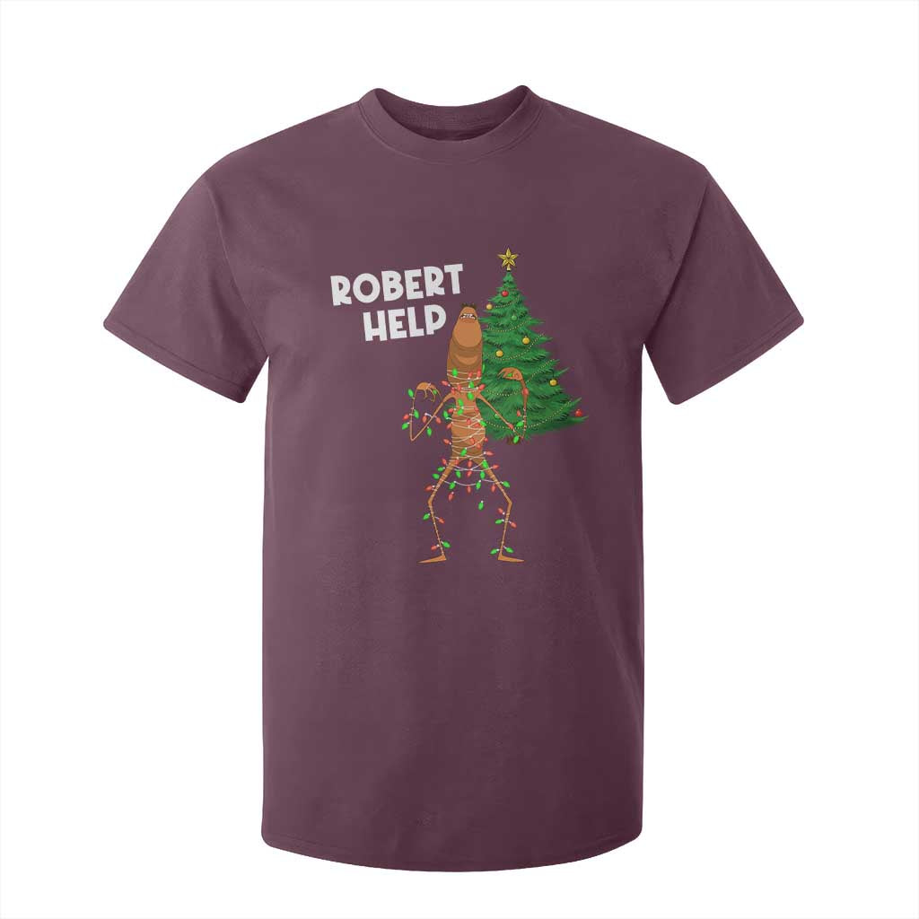 Funny Marcus The Worm Christmas T Shirt For Kid Robert Help Xmas Tree TS11 Maroon Print Your Wear