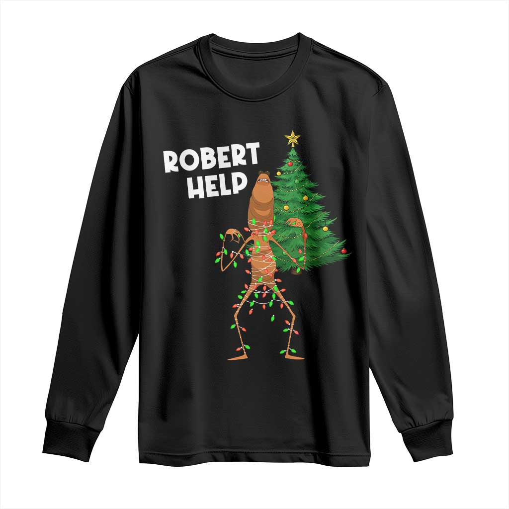 Funny Marcus The Worm Christmas Long Sleeve Shirt Robert Help Xmas Tree TS11 Black Print Your Wear