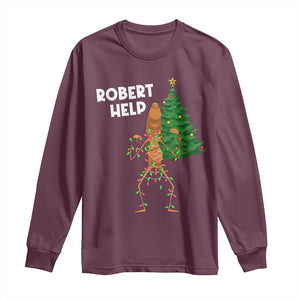 Funny Marcus The Worm Christmas Long Sleeve Shirt Robert Help Xmas Tree TS11 Maroon Print Your Wear