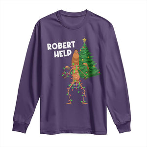 Funny Marcus The Worm Christmas Long Sleeve Shirt Robert Help Xmas Tree TS11 Purple Print Your Wear