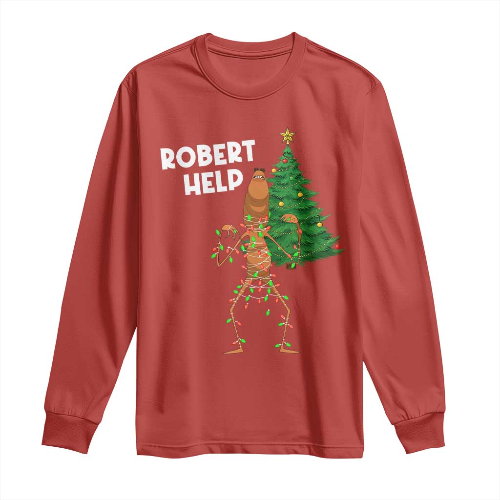 Funny Marcus The Worm Christmas Long Sleeve Shirt Robert Help Xmas Tree TS11 Red Print Your Wear