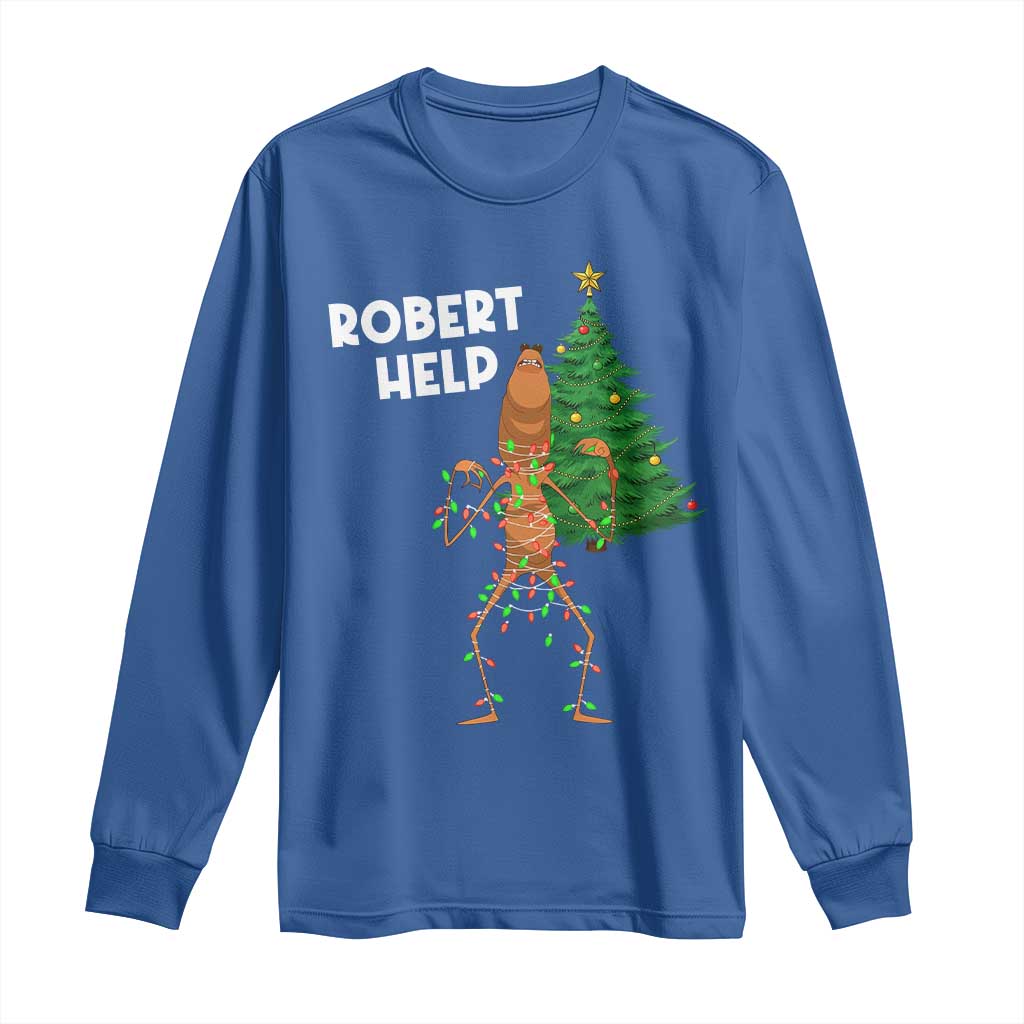 Funny Marcus The Worm Christmas Long Sleeve Shirt Robert Help Xmas Tree TS11 Royal Blue Print Your Wear