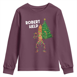 Funny Marcus The Worm Christmas Youth Sweatshirt Robert Help Xmas Tree TS11 Maroon Print Your Wear