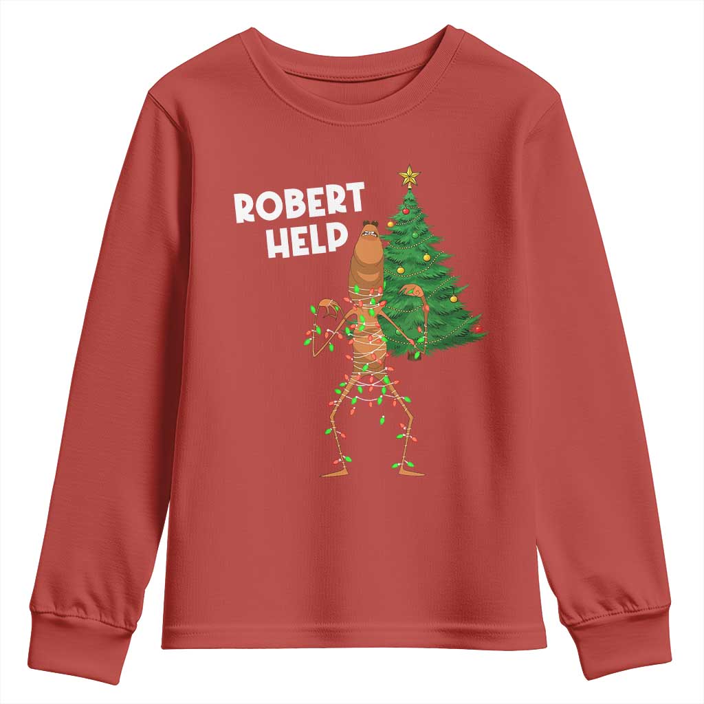Funny Marcus The Worm Christmas Youth Sweatshirt Robert Help Xmas Tree TS11 Red Print Your Wear