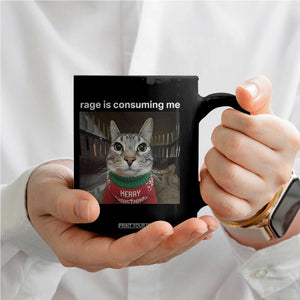 Rage Is Consuming Me Christmas Coffee Mug Funny Silly Staring Cat Meme Xmas Ugly Sweater TS11 Print Your Wear