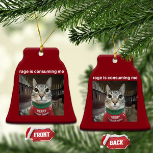 Rage Is Consuming Me Christmas Ceramic Ornament Funny Silly Staring Cat Meme Xmas Ugly Sweater TS11 Print Your Wear