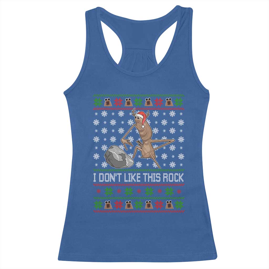 Funny Marcus The Worm Christmas Racerback Tank Top I Dont Like This Rock Xmas Holiday TS11 Royal Blue Print Your Wear