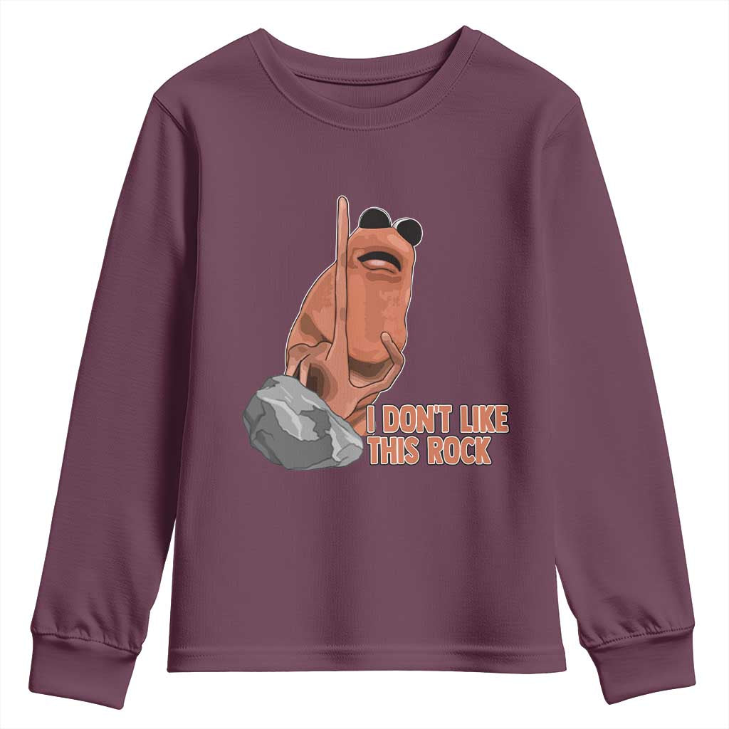 Funny Marcus The Worm Youth Sweatshirt I Dont Like This Rock Meme TS11 Maroon Print Your Wear