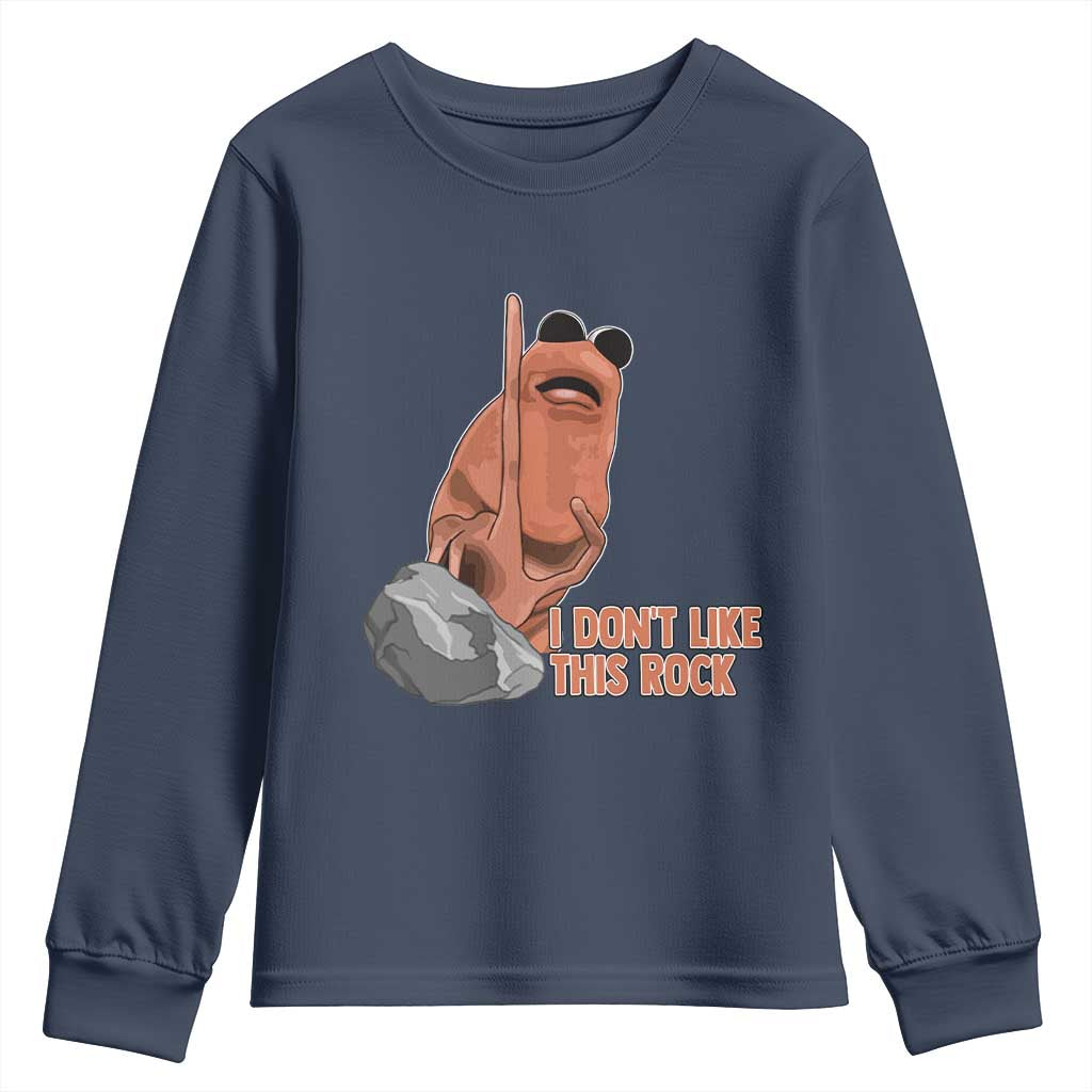 Funny Marcus The Worm Youth Sweatshirt I Dont Like This Rock Meme TS11 Navy Print Your Wear