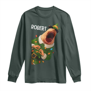 Funny Christmas Marcus The Worm Robert Xmas Elf Long Sleeve Shirt TS11 Dark Forest Green Print Your Wear