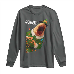 Funny Christmas Marcus The Worm Robert Xmas Elf Long Sleeve Shirt TS11 Dark Heather Print Your Wear