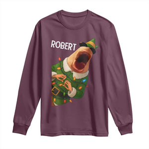 Funny Christmas Marcus The Worm Robert Xmas Elf Long Sleeve Shirt TS11 Maroon Print Your Wear