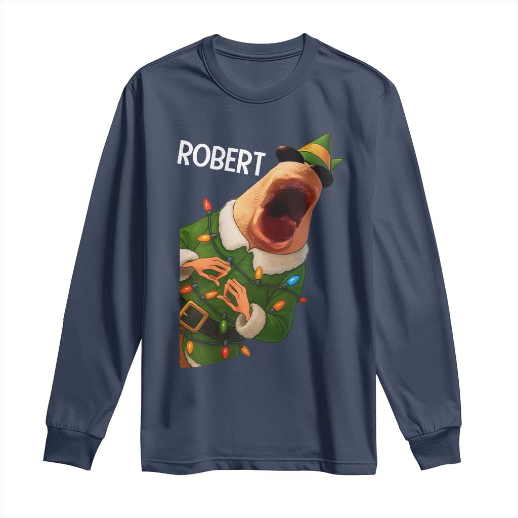 Funny Christmas Marcus The Worm Robert Xmas Elf Long Sleeve Shirt TS11 Navy Print Your Wear