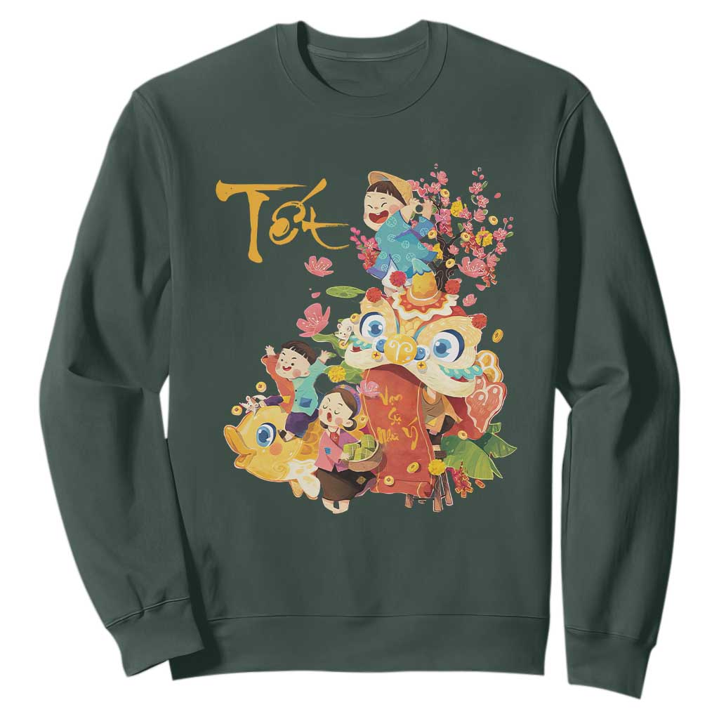 Funny Tet Vietnamese New Year 2025 Viet Holiday Sweatshirt TS11 Dark Forest Green Print Your Wear