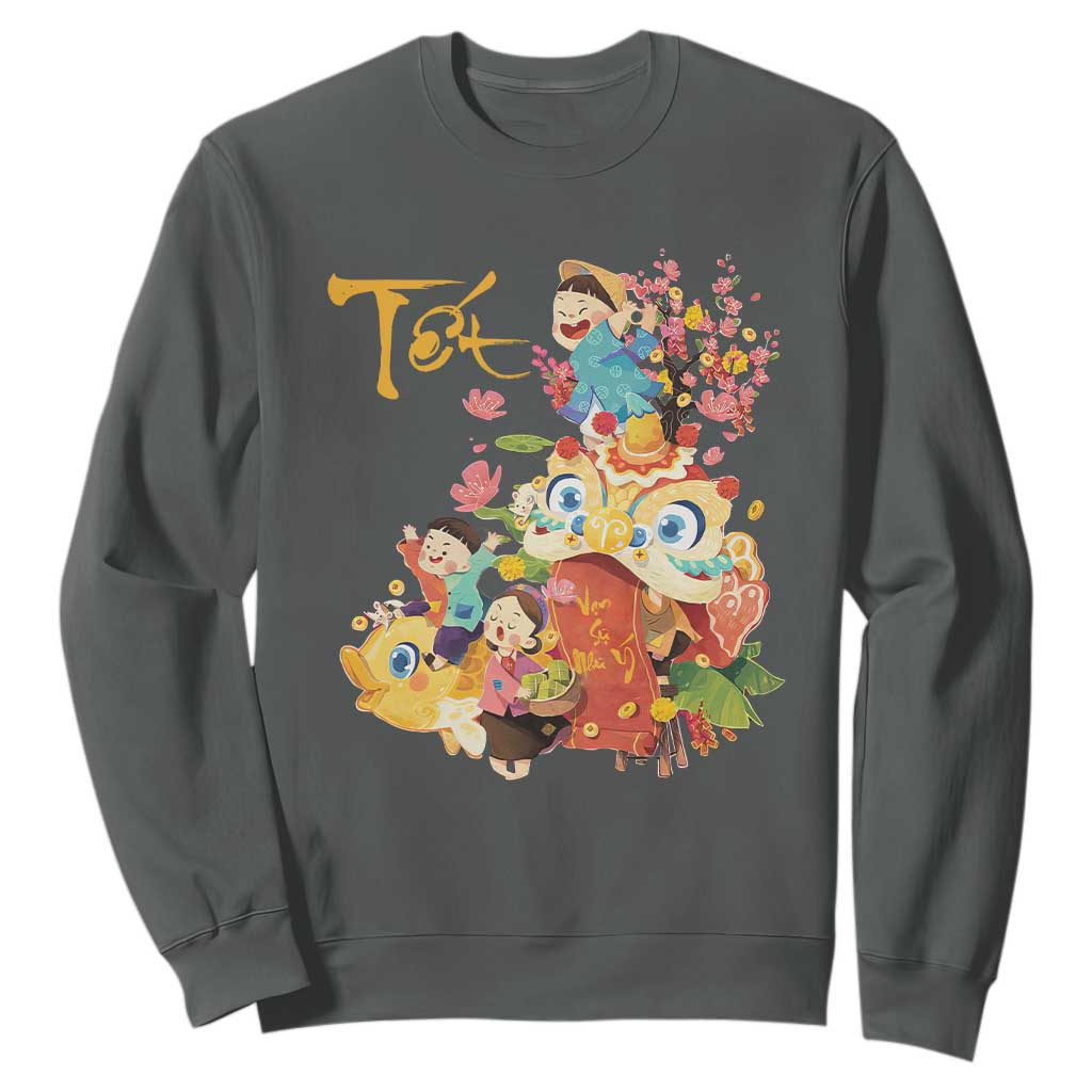 Funny Tet Vietnamese New Year 2025 Viet Holiday Sweatshirt TS11 Dark Heather Print Your Wear