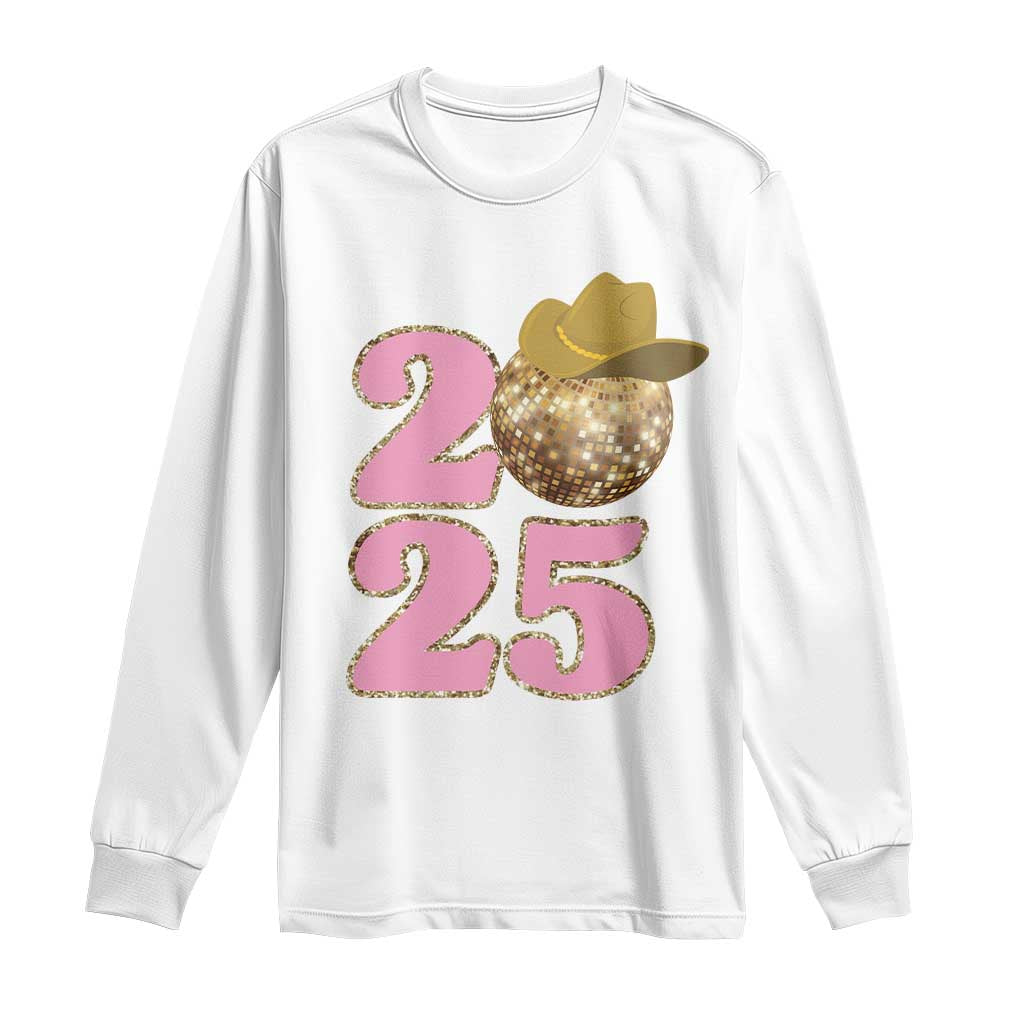 Howdy New Year 2025 Long Sleeve Shirt Happy New Year Sparkling Cowboy Cowgirl TS11 White Print Your Wear