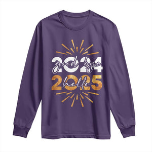 Goodbye 2024 Hello 2025 Long Sleeve Shirt New Year's Eve Party Fireworks TS11 Purple Print Your Wear