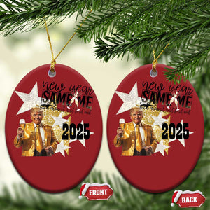 Funny Trump New Year 2025 Christmas Ornament New Year Same Me Fuck Around And Find Out TS11 Oval Red Print Your Wear