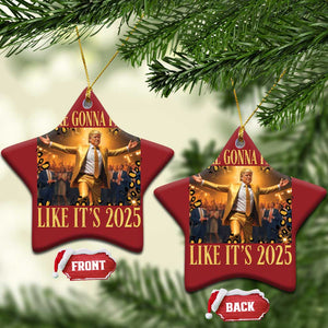 Funny Trump Dance Happy New Year Christmas Ornament We're Gonna Party Like It's 2025 TS11 Star Red Print Your Wear