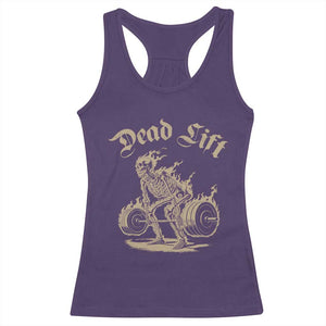 Funny Deadlifts Lifting Weights Gym Skeleton Racerback Tank Top TS11 Purple Print Your Wear