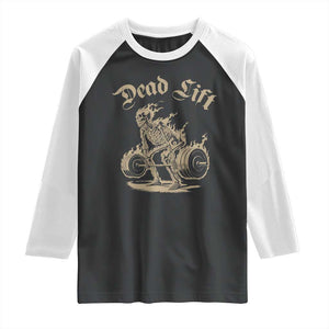 Funny Deadlifts Lifting Weights Gym Skeleton Raglan Shirt TS11 Black White Print Your Wear