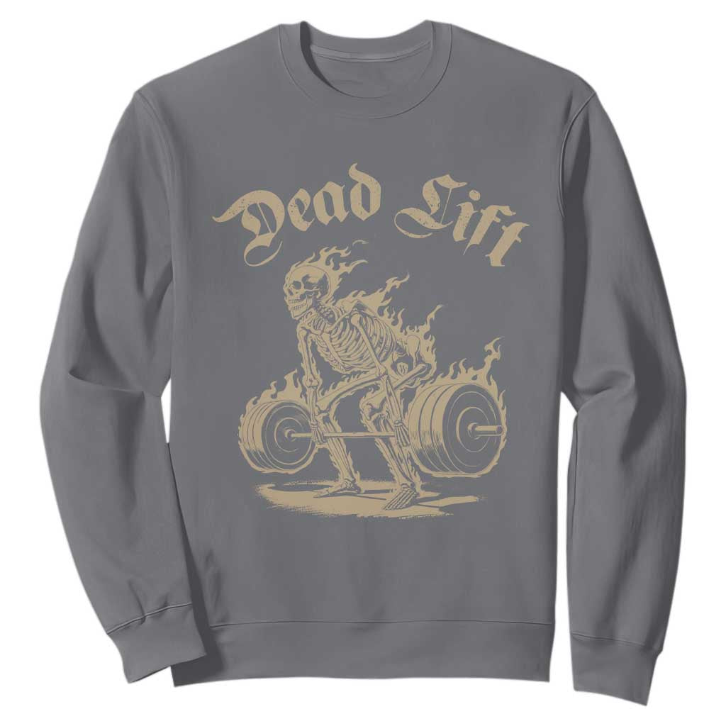 Funny Deadlifts Lifting Weights Gym Skeleton Sweatshirt TS11 Charcoal Print Your Wear