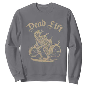 Funny Deadlifts Lifting Weights Gym Skeleton Sweatshirt TS11 Charcoal Print Your Wear