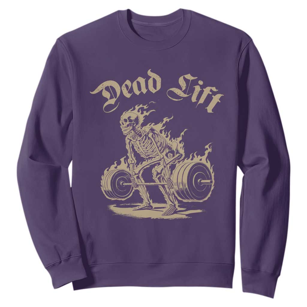 Funny Deadlifts Lifting Weights Gym Skeleton Sweatshirt TS11 Purple Print Your Wear