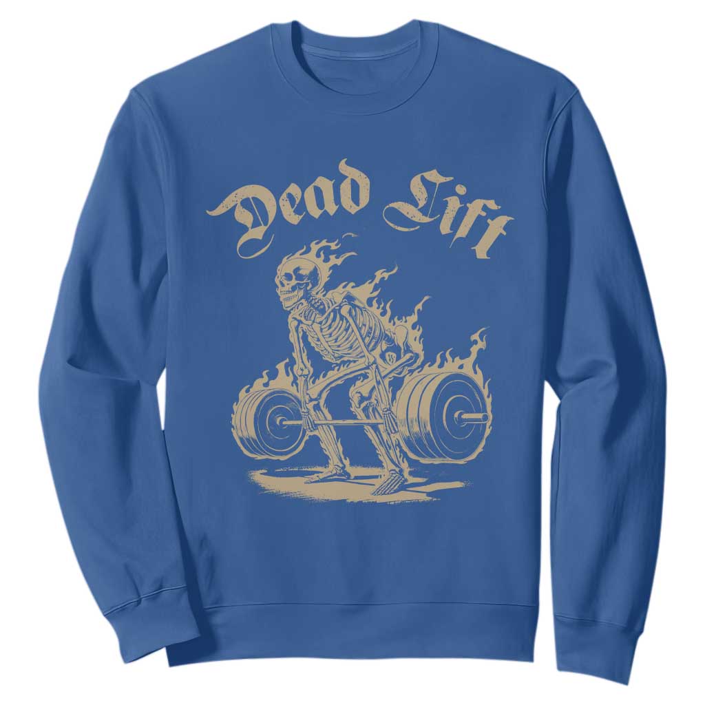 Funny Deadlifts Lifting Weights Gym Skeleton Sweatshirt TS11 Royal Blue Print Your Wear