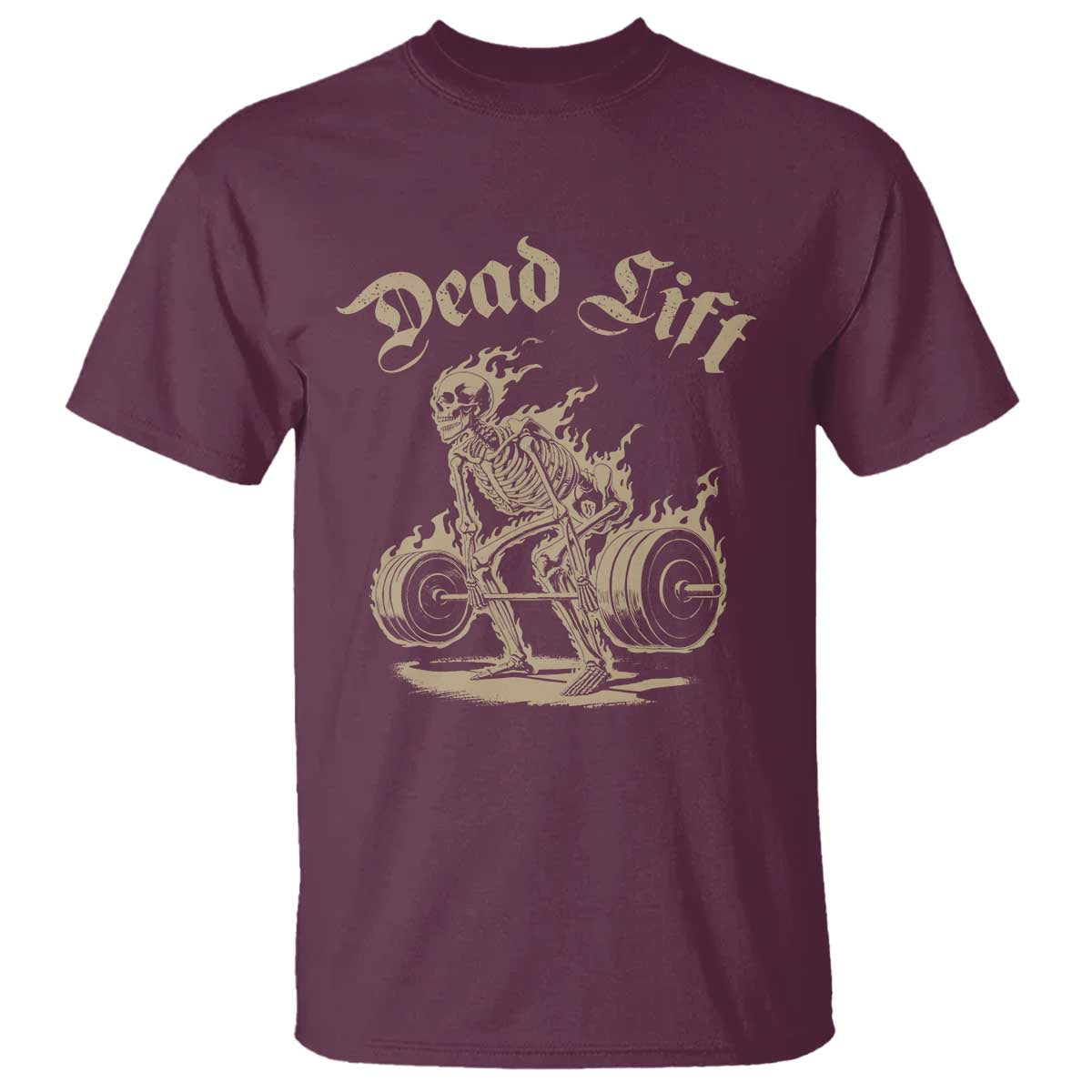 Funny Deadlifts Lifting Weights Gym Skeleton T Shirt TS11 Maroon Print Your Wear