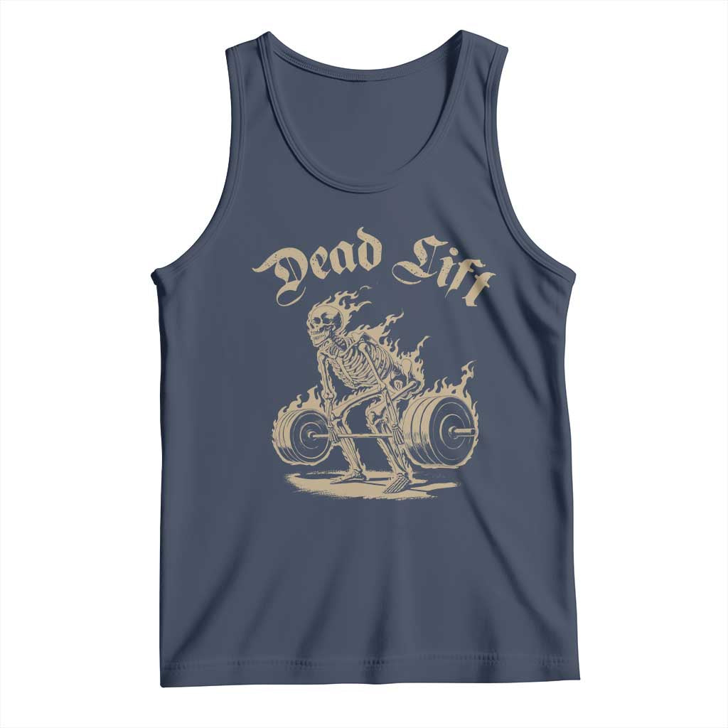 Funny Deadlifts Lifting Weights Gym Skeleton Tank Top TS11 Navy Print Your Wear
