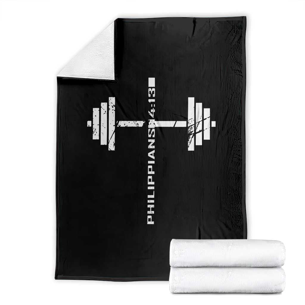 Christian Bible Gym Throw Blanket Jesus Weightlifter Workout Faith Philippians 4 13 TS11 Black Print Your Wear